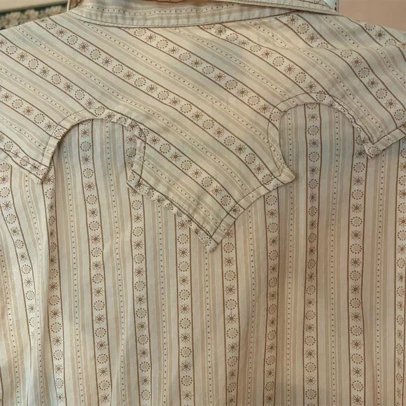 Cinch Men's XL Beige Striped Western Pearl Snap Shirt Long Sleeve - Picture 7 of 8